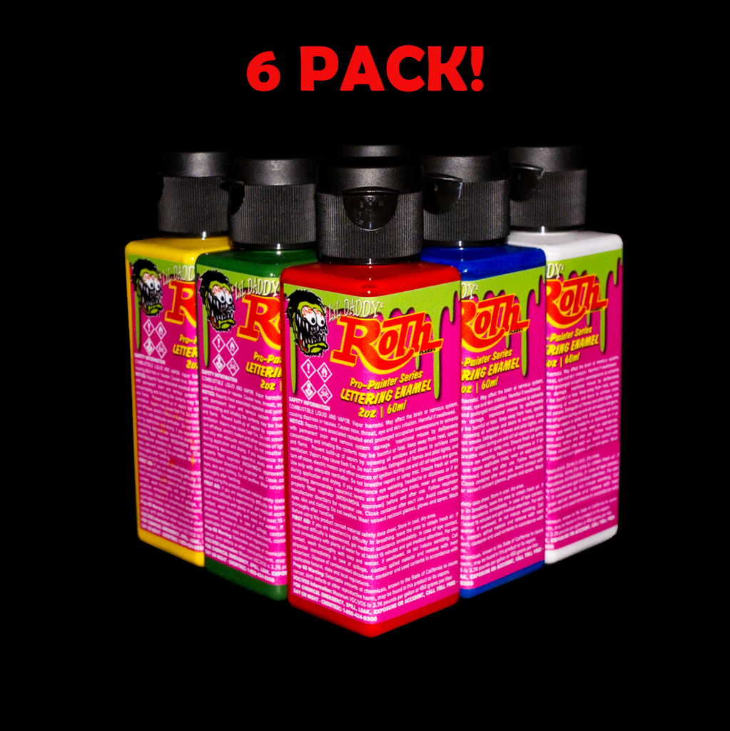 2oz Lettering Enamel 6 Bottle Pack – Roth Metal Flake